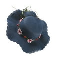 thumbnail image 3 of LEORX 1Pack Handmade Hat Wide Brim Floppy Straw Hat Navy Adjustable Drawstring for Women Party, 3 of 8