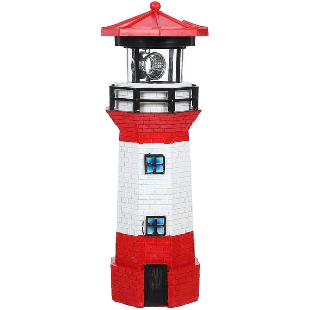 Solar Powered Lighthouse Lamp Decorative Light for Outdoor Patio Yard Garden Lawn Decoration (Random Color)