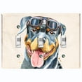 thumbnail image 1 of Metal Light Switch Plate Cover Cute Rottweiler Aviator Outfit Beige DOG020, 1 of 13