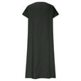 thumbnail image 5 of V Neck Short Sleeve Maxi Dress Casual Loose Fit Flowy Long Dress Sundress with Pockets for Summer Beach Vacation, 5 of 8