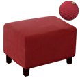 thumbnail image 4 of Rectangle Footstool Stretch Ottoman Cover Washable Modern Checked Jacquard Sofa, 4 of 4
