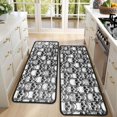 thumbnail image 4 of Kitchen Rugs Sets Of 2,Black White Skull Stack Pattern Anti Fatigue Kitchen Mat Rugs Non Slip Washable,Decorative Kitchen Floor Mats for Kitchen,Sink,Laundry,17"x47"+17"x47", 4 of 5