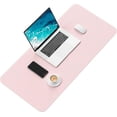 thumbnail image 4 of CoreLiving Pink Leather Desk Pad Protector, 23.6" x 11.8" Waterproof Office Desk Mat, Non-Slip Computer Mouse Pad for Keyboard and Laptop, Large Desktop Blotter Cover for Home Office, 4 of 8