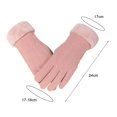 thumbnail image 5 of Skymirror 1 Pair Full Finger Solid Color Women Gloves Plush Lining Fluffy Cuffs Winter Thermal Gloves Hand Protect Cover, 5 of 8