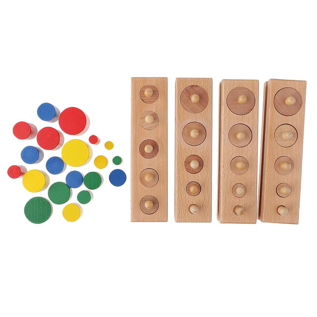 Kid Montessori Toy Colorful Socket Cylinder Set Beech Wood Multicolor Block #8Y 