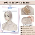 thumbnail image 3 of MY-LADY Woman 100% Remy Real Topper Human Hair Hair Extensions Natural Daily Hair Wigs Straight Hair Piece #GREY 6inch, 3 of 8
