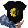thumbnail image 5 of Women's T Shirts Short Sleeve Sunflower Butterfly Printed Shirt Round Neck Fashion Top Lightweight Soft Outfit Clothes Summer Casual T-shirt Tops, 5 of 5