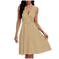thumbnail image 7 of Ahabrexf Nightgowns for Women with Pockets V Neck Sleeveless Loose Mid Calf Sleepwear Gown 1Pc, 7 of 7