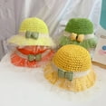 thumbnail image 2 of Sun Hat Bowknot Design Sun Protection Weaving Kids Straw Bucket Hat for Outdoor, 2 of 10