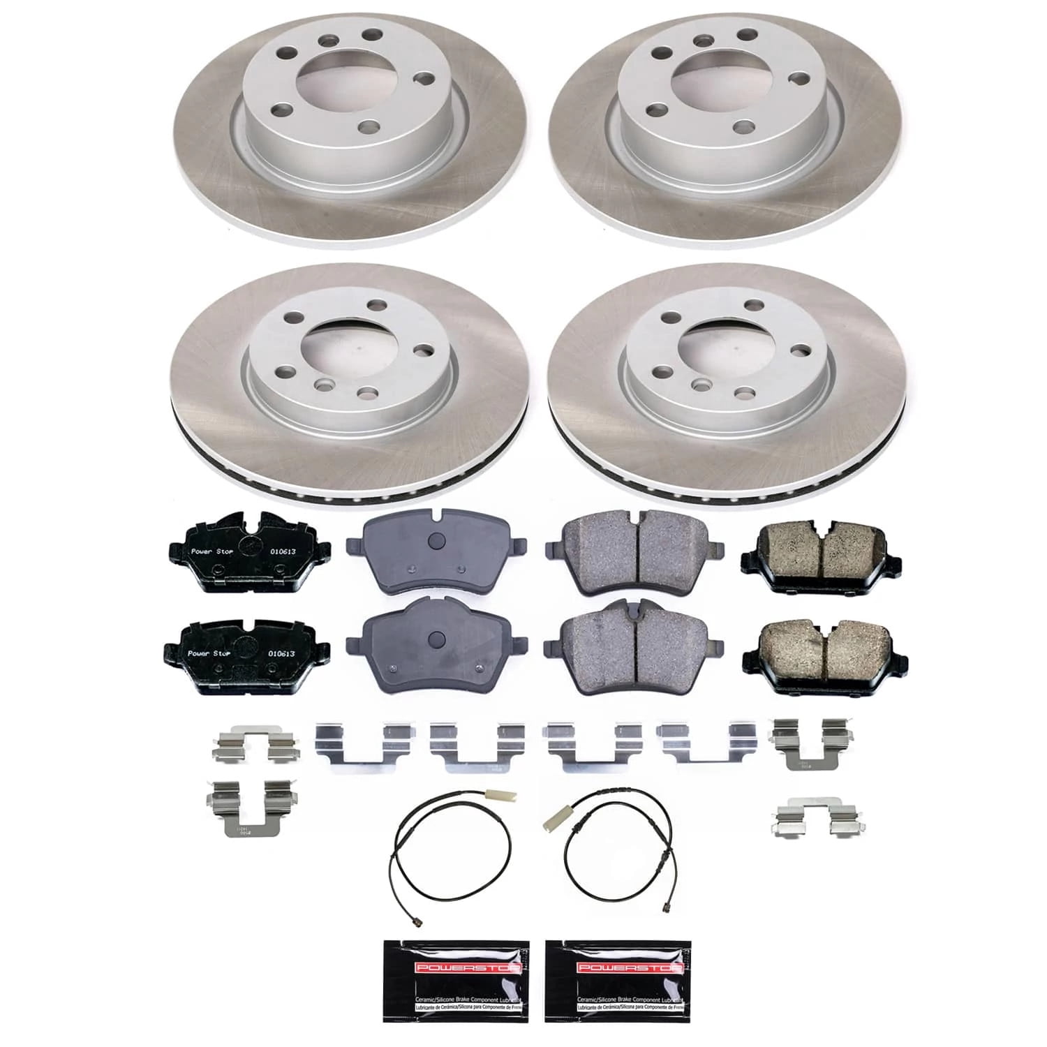 PowerStop Front and Rear Semi-Coated Rotor and Low-Dust Ceramic Brake Pad Kit SC6663