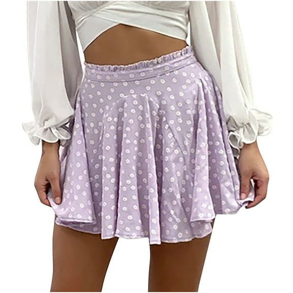 Babysbule Women Skirts Women's Fashion Ins Wind Daisy Natural Printed Skirt Mini Pleated Skirt