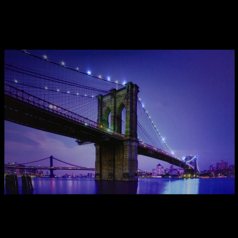 LED Lighted Famous New York City Brooklyn Bridge Canvas Wall