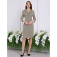 thumbnail image 2 of DARING DIVA 3/4 Sleeve Collared Vintage Tweed Midi Dress M Khaki, 2 of 3