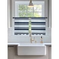 thumbnail image 3 of Sheer Curtains 45 Inch Length 2 Panels Set for Kitchen, Navy Sky Blue Ombre Striped Semi Sheer Curtains for Windows, Gradient Horizontal Lines Voile Window Treatments Rod Pocket Curtain, 3 of 7