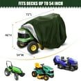 thumbnail image 2 of Waterproof Lawn Mower Cover, IC ICLOVER Riding Mower Cover Heavy Duty Mildew Resistant UV Protection Tractor Covers Drawstring Universal Fits Decks up to 54" & Storage Bag - Green, 2 of 9