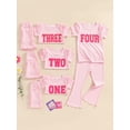 thumbnail image 4 of Aojekbee Baby Girl 2Pcs Birthday Outfits Short Sleeve Letter Embroidery Tops + Flare Pants Set Toddler Clothes, 4 of 10
