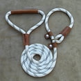 thumbnail image 3 of Handmade Strong Heavy Duty Rope No Pull Training Lead Leashes with Durable Leather Handles,Reflective Dog Training Lead for Large Medium and Small Dogs, 3 of 8
