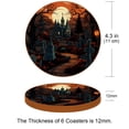 thumbnail image 3 of Cemetery 6PCS Round Microfiber Leather Coasters, 11x11 cm/4.3x4.3 in, Stylish Drink Mats for Home and Office, Absorbent and Beverage Coasters, 3 of 6