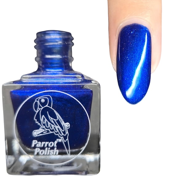 Parrot Polish Shimmer Nail Polish, Quick Dry Metallic Navy Fingernail Lacquer, Long Lasting Chrome Nail Enamel, Blue Eyed Girl, 0.5 Fl Oz