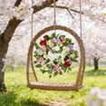 thumbnail image 5 of Yrmaups Camellia Flower Wreath Artificial Spring Wreath for Home Front Door Outdoor Garden Wall Decor Floral Hanging Door Hanger Garland Wall Art Decoration, 5 of 9