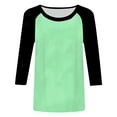 thumbnail image 5 of TTUHYWXI 3/4 Sleeve Tops for Women Workout Shirts Baseball Style Raglan Tshirts Casual Color Block Tees Comfy Steetwear (Mint Green, 3XL), 5 of 6