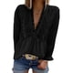 thumbnail image 1 of Blusa Volantes Cuello En V Estampado De Puntos Manga Larga Transpirable Tops De Moda Para Mujer Negro XXL, 1 of 6