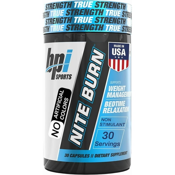 BPI Sports Nite Burn, Nighttime Fat Burner & Sleep Support, Keto Friendly, 30 Capsules