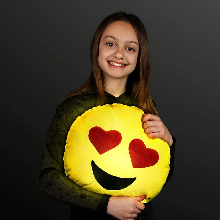 FlashingBlinkyLights Light Up Emoji Pillow with Heart Eyes Walmart