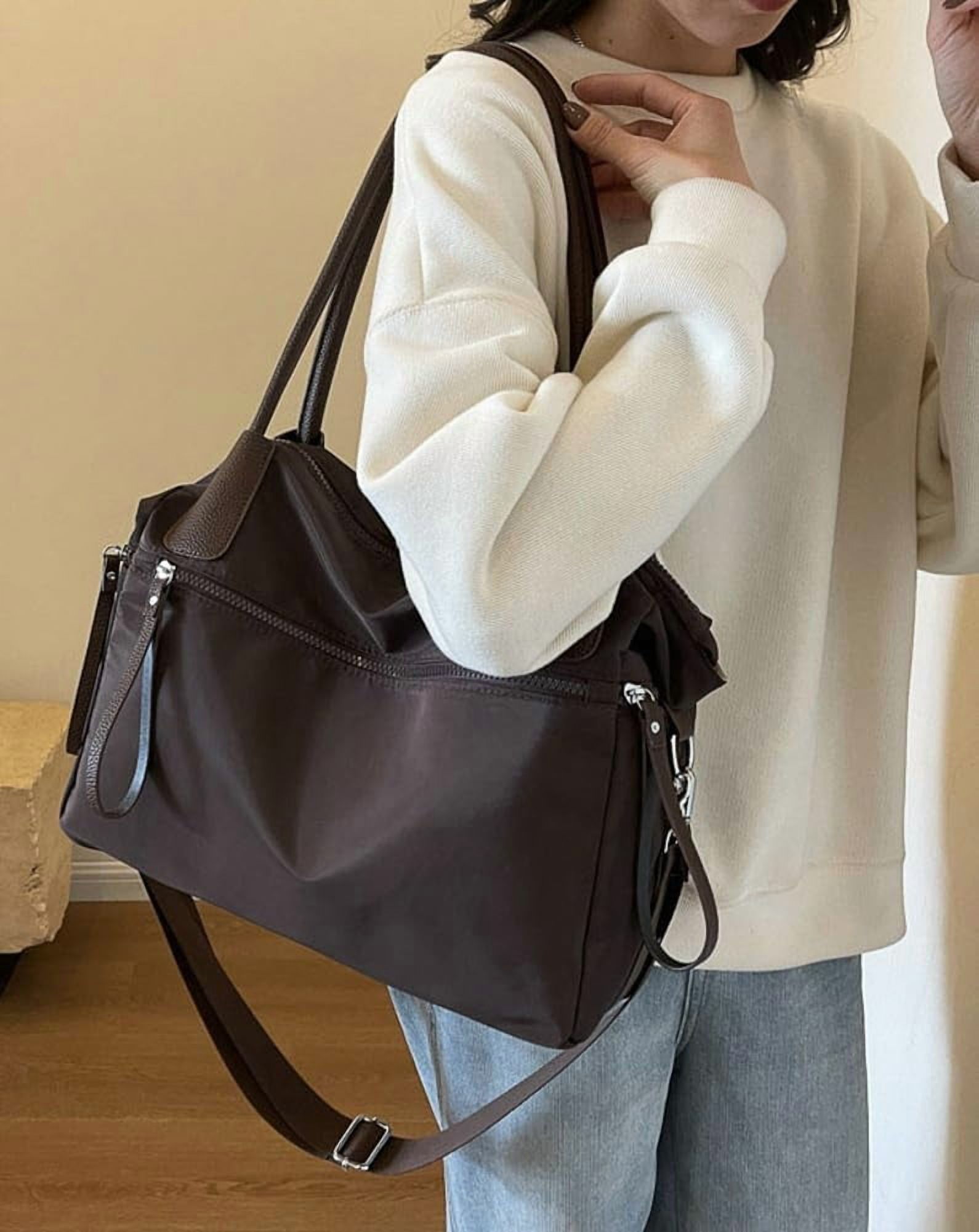 Zhengup Large Handbags for Women Top-Handle Purse Roomy Casual Shoulder Crossbody Bags Nylon Travel Working Tote Purse
