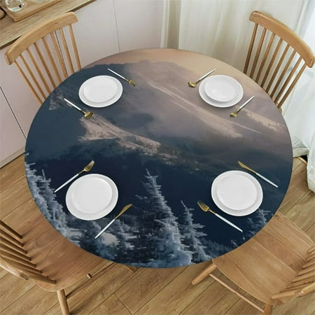 

Heduofu Round Table Cover Washable Table Cloths Sunset Winter Mountains Tablecloth Table Decorative Fabric Waterproof Table Covers for Kitchen Camping Picnic 31 -35