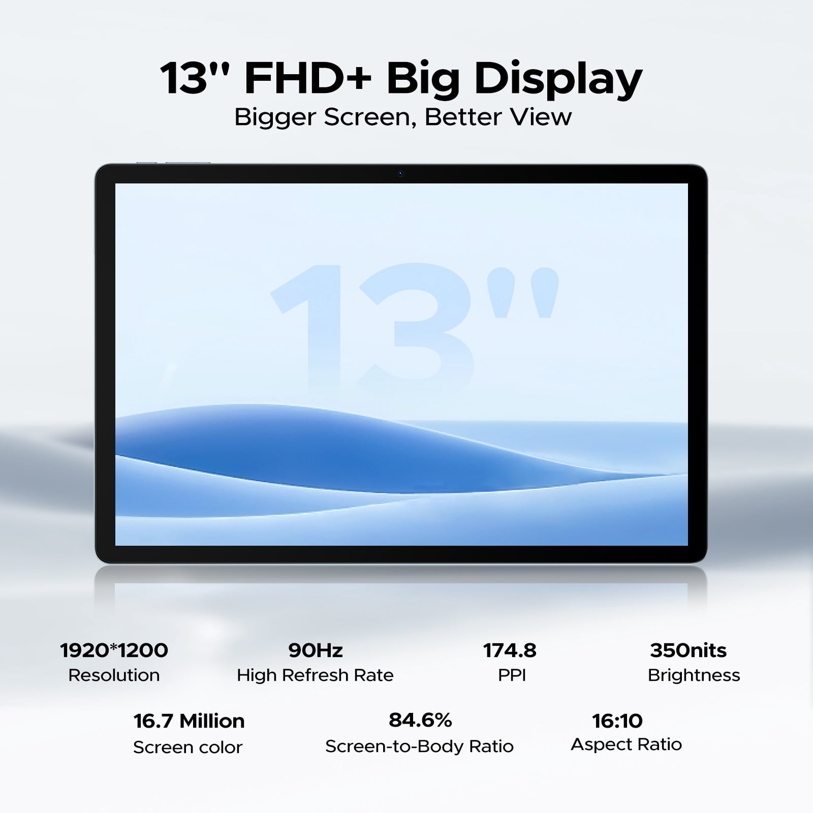 DOOGEE U13 Android 16 Tablet with Gemini AI, 13 inch Tablet 11000mAh Battery, 32GB+256GB, 90Hz Display Gaming Tablets, 13MP+8MP, 7.9mm Ultra-Thin Body, Face Unlock