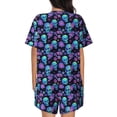 thumbnail image 6 of Balery purple flower blue Skull Pattern Womens Pajama Sets 2 Piece Soft Short Sleeve Top and Shorts Sleepwear Round Neck Pjs Lounge Set with Pockets-XX-Large, 6 of 7