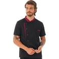thumbnail image 2 of YONGHS Men's Chef Coat Kitchen Canteen Jacket Uniform with Pocket M-4XL A Black XL, 2 of 7