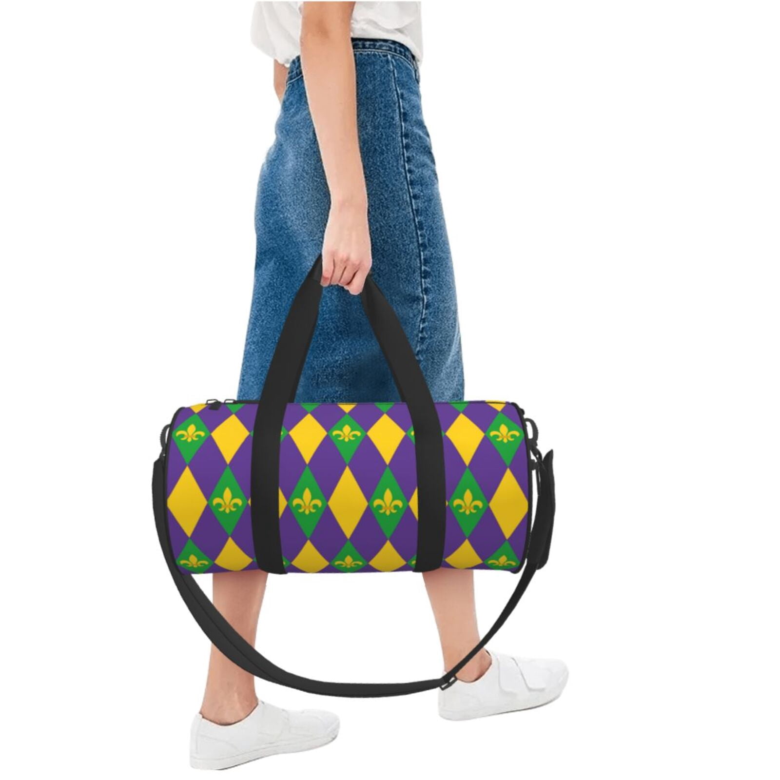 Vsdgher Mardi Gras 45L Foldable Duffel Bag, Sports Gym Bag,Overnight Bag, Portable Weekender Bag for Airplanes