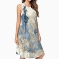thumbnail image 2 of Chinoiserie Toile Blue Trees Vintage Casual Sleeveless Loose Sundress Dress For Women Summer Dress Daily Woman, 2 of 4