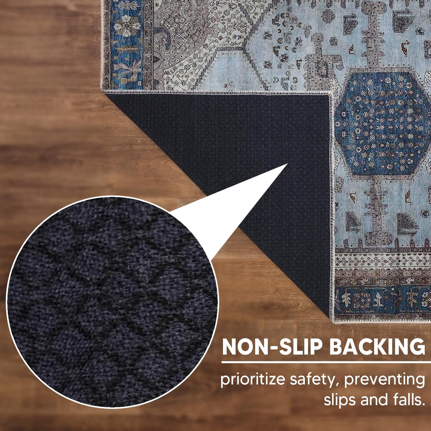 Keen Home Design Machine Washable Area Rugs with Non-slip Backing, Ideal for Hallway, Living Room, Bedroom, Kitchen and Laundry Room, Vintage Moroccan and Low Pile Rug - ( 2'6'' x 12' )