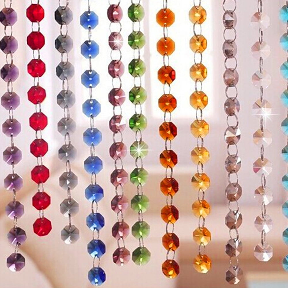 TuseyRxln 14mm 200Pcs Crystal Octagon Beads 2 Hole DIY Wedding and Home Decor Crystal Accessories