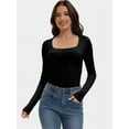 thumbnail image 6 of Womens Square Neck T Shirts Long Sleeve Tops Fitted Tees, 6 of 6