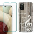 thumbnail image 1 of Slim-Fit TPU Fashion Phone Case for Samsung Galaxy A03s, with Tempered Glass Screen Protector, by OneToughShield ® - Wood/Music, 1 of 4