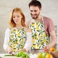 thumbnail image 3 of Yellow Lemon Fruit Flowers White Pattern Apron-Garden Aprons for Women with Pockets-Cotton Linen Waterproof Kitchen Cooking Gardening Aprons Adjustable for Kitchen,Cooking,BBQ and Salon 33x27 Inch, 3 of 7
