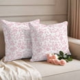 thumbnail image 2 of Pink Flower Outdoor Waterproof Pillow Covers, Vintage Farmhouse Boho Leaf Spring Solid Decorative Square Throw Pillowcase Sofa Cushion Sham for Patio/Couch/Chair, 18"x18" 2 Pack, 2 of 8