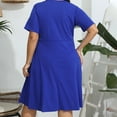 thumbnail image 4 of cfhntfmh Plus Size Dress for Women Fashion Summer Short Sleeve Cutout Round Neck Tops Dress Casual Loose Plain Midi Dress, 4 of 5
