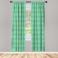 thumbnail image 4 of Ambesonne Tribal Window Curtains, Snakes Curled Ethnic Reptile, Each 28" W x 63" L, Pale Blue Green and Yellow, 4 of 4