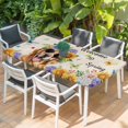 thumbnail image 2 of Spring Dog Table Cloths for 6 Foot Rectangle Tables, Rustic Watercolor Botanical Floral Sunflower Patio Waterproof Elastic Fitted Tablecloths, Washable Rectangular Table Cover for Camping, 2 of 8