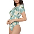 thumbnail image 2 of Balery Lilies Flowers Women's Short Sleevee Crew Neck Bodysuit Tops Short Sleeve Tops Basic-, 2 of 9