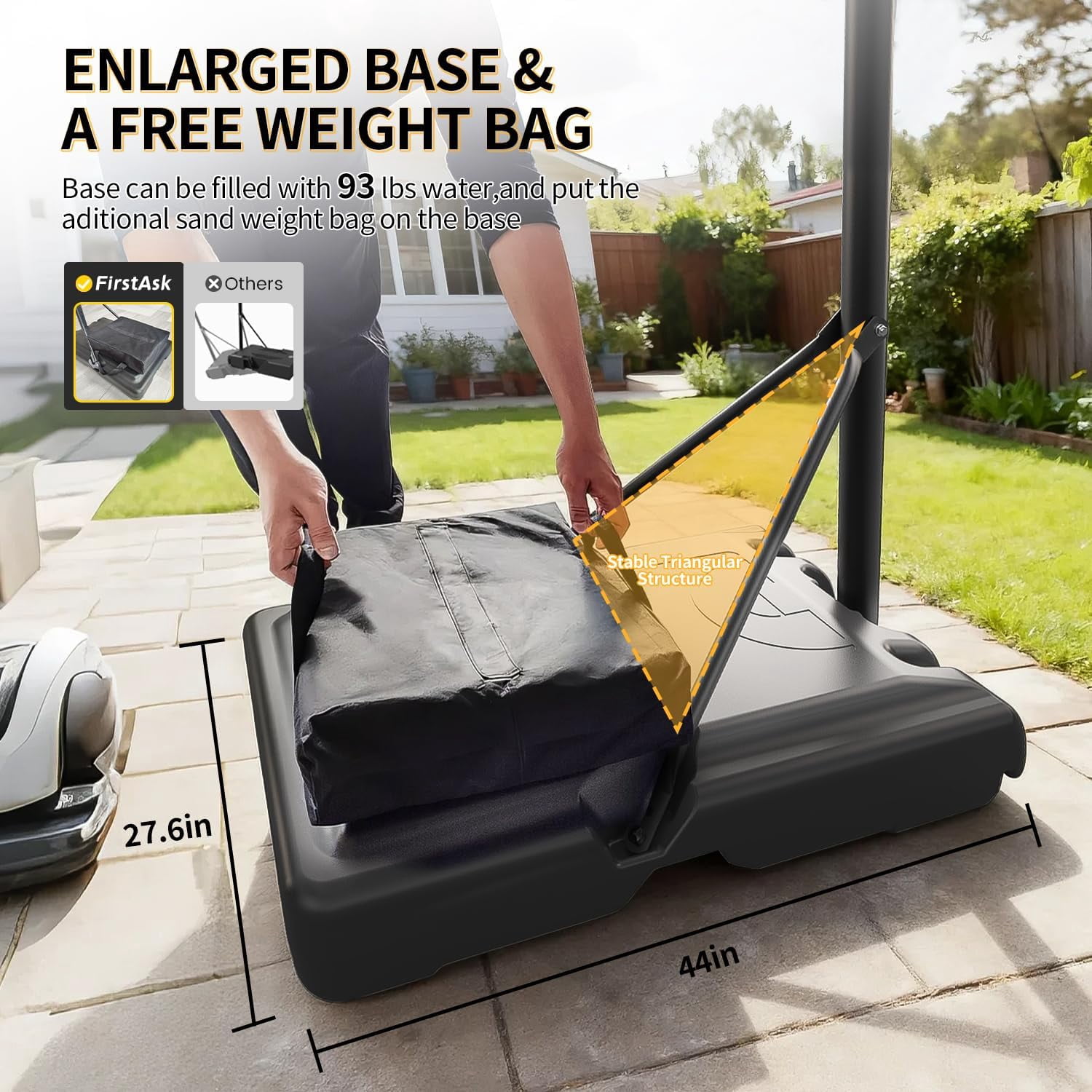 Portable Basketball Hoop 44 Inch Outdoor Backboard, 10FT Height Adjustable Basketball Goal for Teens, Kids and Adults, Play in Yard Park Gym Driveway Indoors