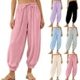 thumbnail image 6 of Girls Baggy Harem Pants Elastic High Waist Tapered Pants Casual Loose Flowy Trousers Lounge Yoga Pants with Pockets, 6 of 6