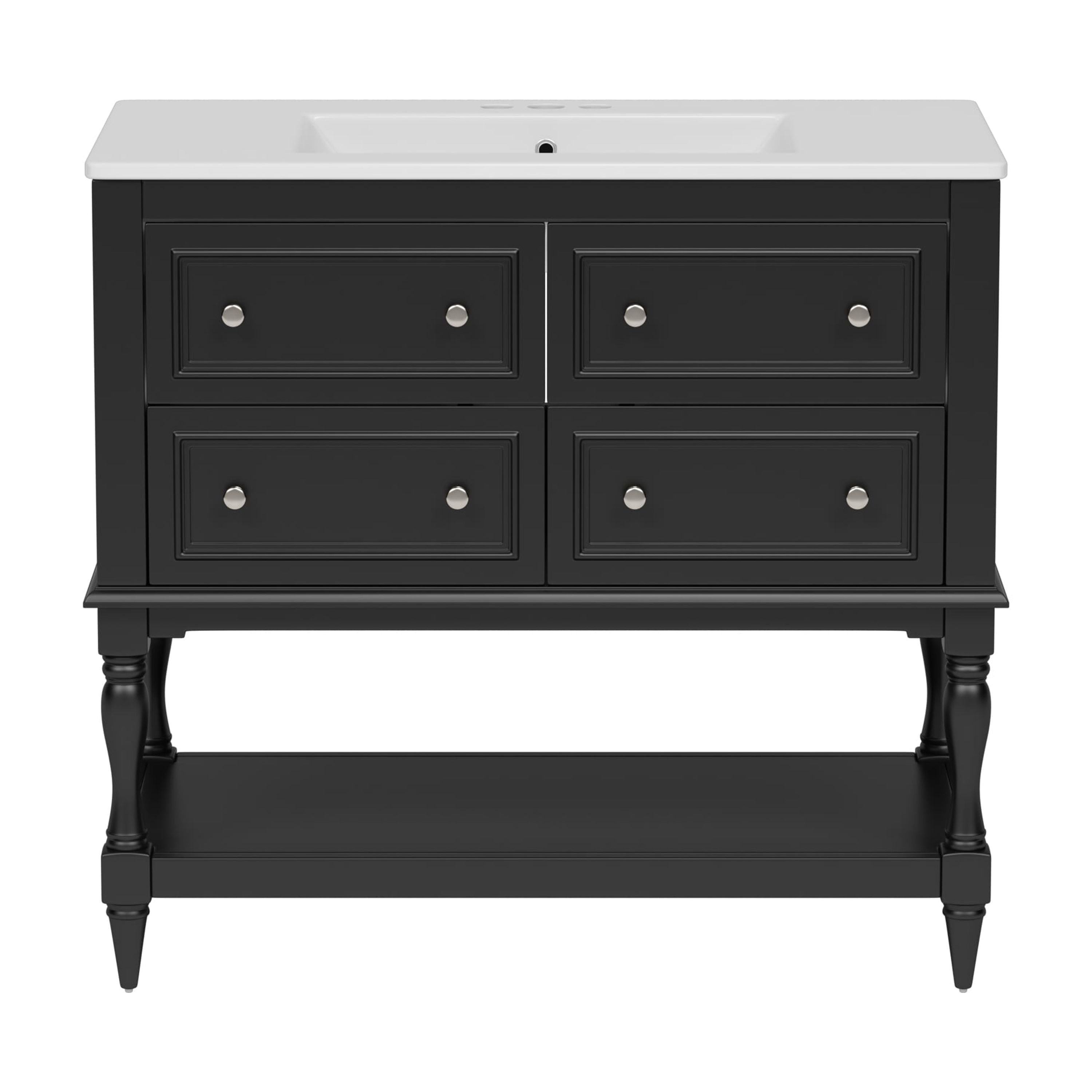 Harper & Bright Designs 36" Bathroom Vanity with Sink, Bathroom Storage Cabinet with Drawers, Single Sink Bathroom Vanity, Black