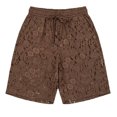 thumbnail image 3 of XFeng Men Black Embossed Jacquard Shorts Drawstring Elastic Waist Casual Knee‑Length Shorts, 3 of 7