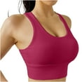 thumbnail image 6 of High Support Sports Bra for Women Criss Cross Back Longline Tank Pushup Bralette Gather Padded Yoga Workout Bra, Wine, XXL, 6 of 7